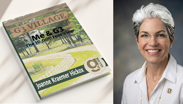 headshot image of Joanne and her new book, side by side